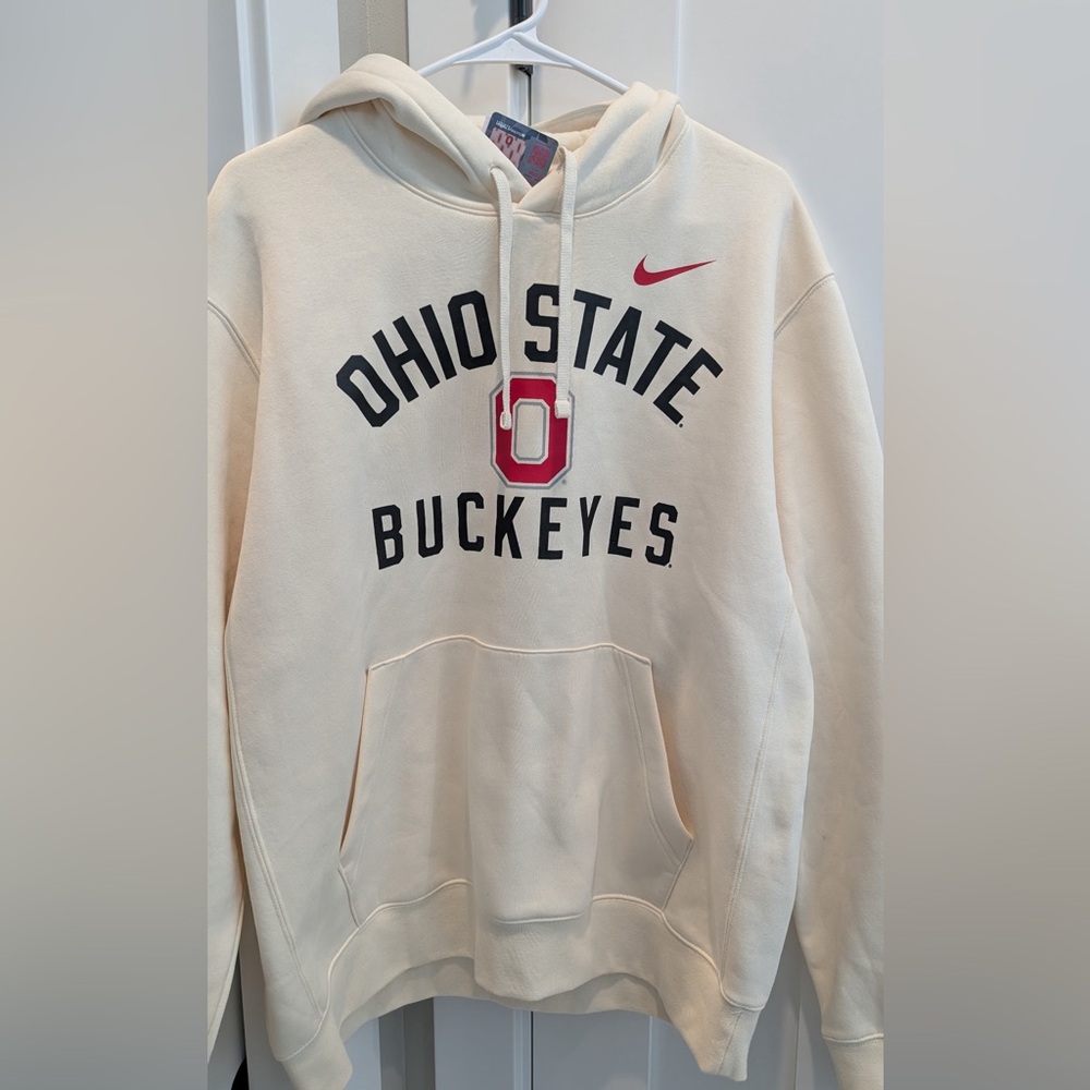 Nike Cream Ohio State Pullover Hoodie with Red & Black Accents - NEW w/ tags